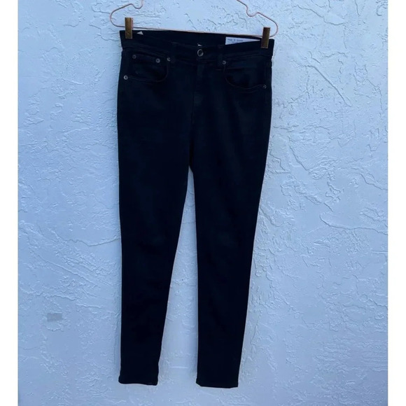 Rag & Bone Womens High Rise Skinny Ankle Jeans Black Sz 27 - Picture 1 of 14